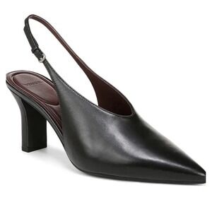 Vince Women Size 6 Devi Slingback Pointed Toe Pump Black Sculptural Block Heel